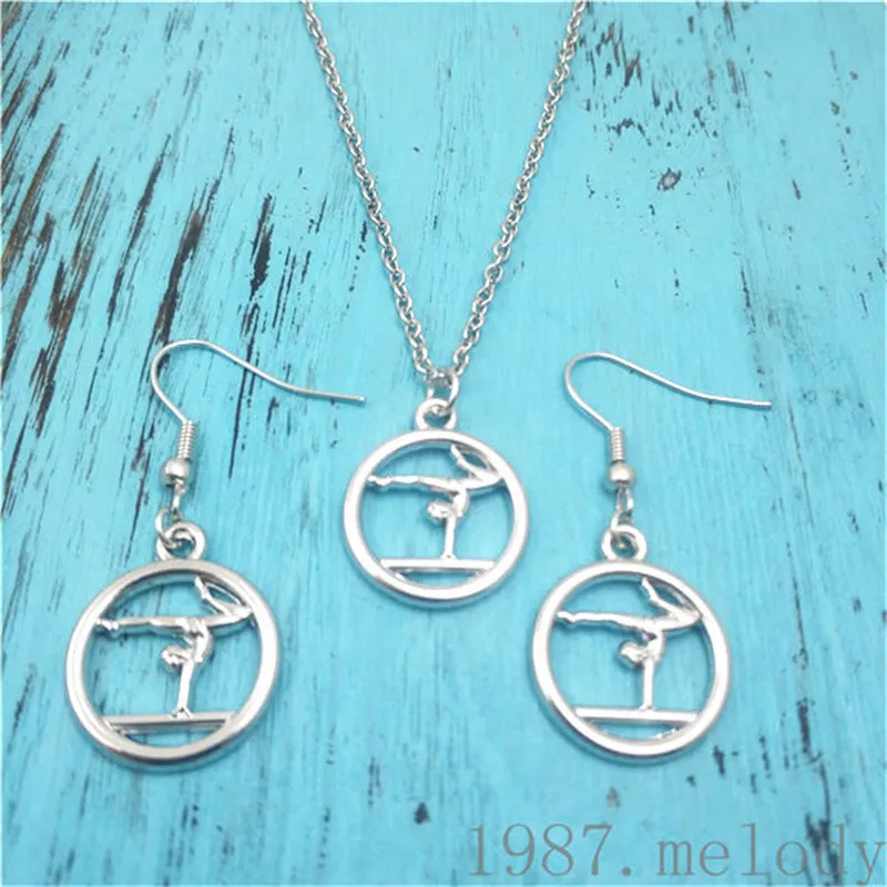 

New gymnastics girl Earring Necklace Sets Jewelry Set Antique,Beauty Vintage Fashion Women Christmas Birthday Girl Gifts
