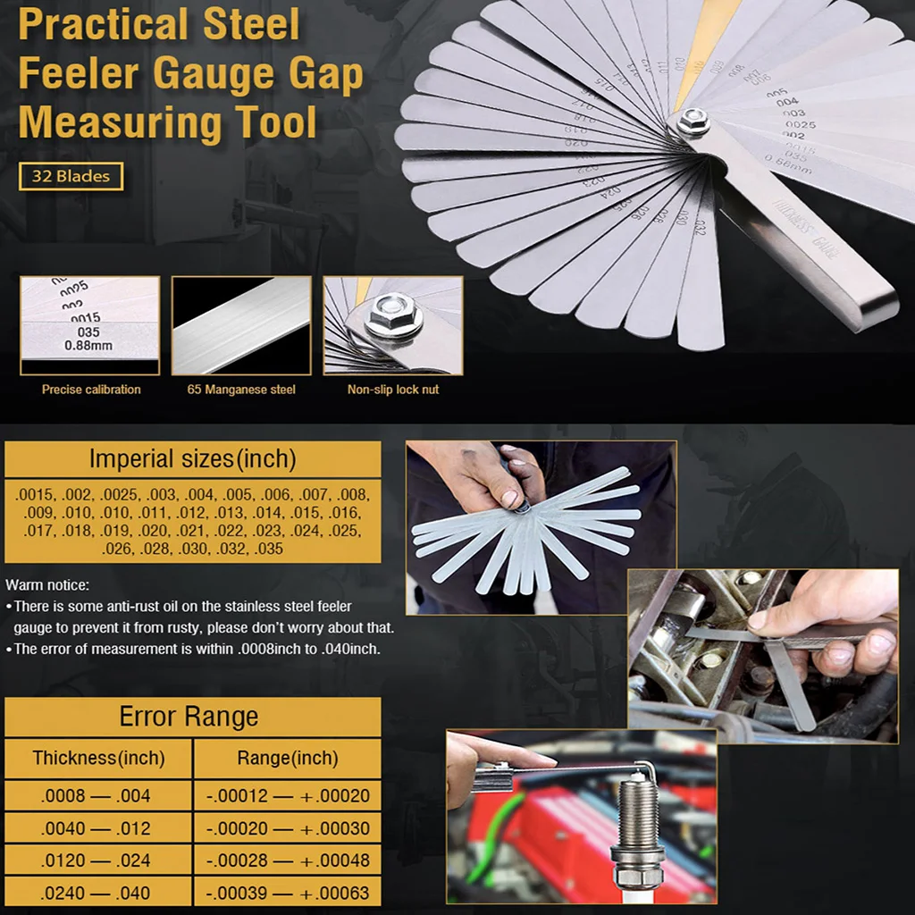 

Guitar Luthier Tools Feeler Guage Dual Reading Metric & SAE Radius Gauge