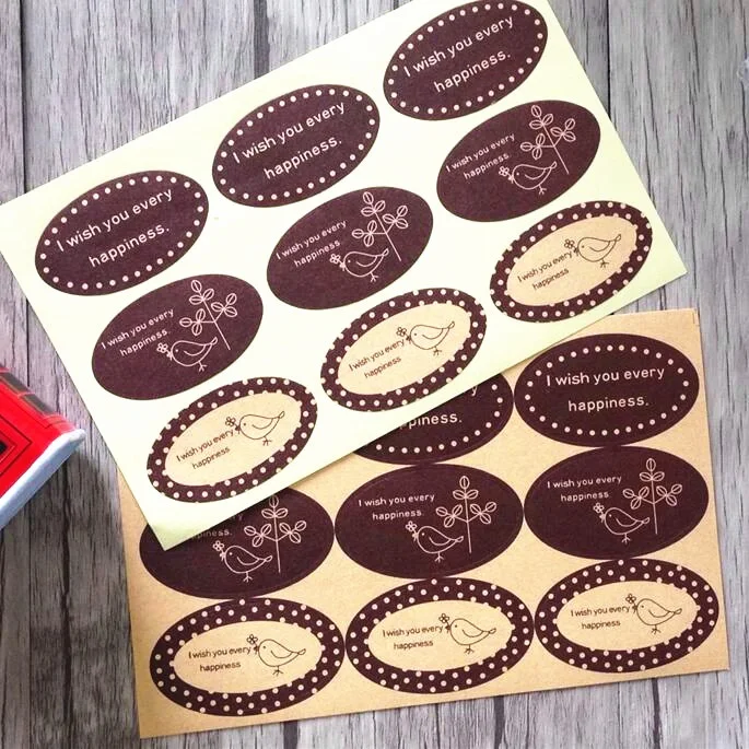

900PCS/Lot Vintage Brown Wish series Ellipse seal Sticker for Handmade Products kawaii Gift sealing sticker Students' DIY label