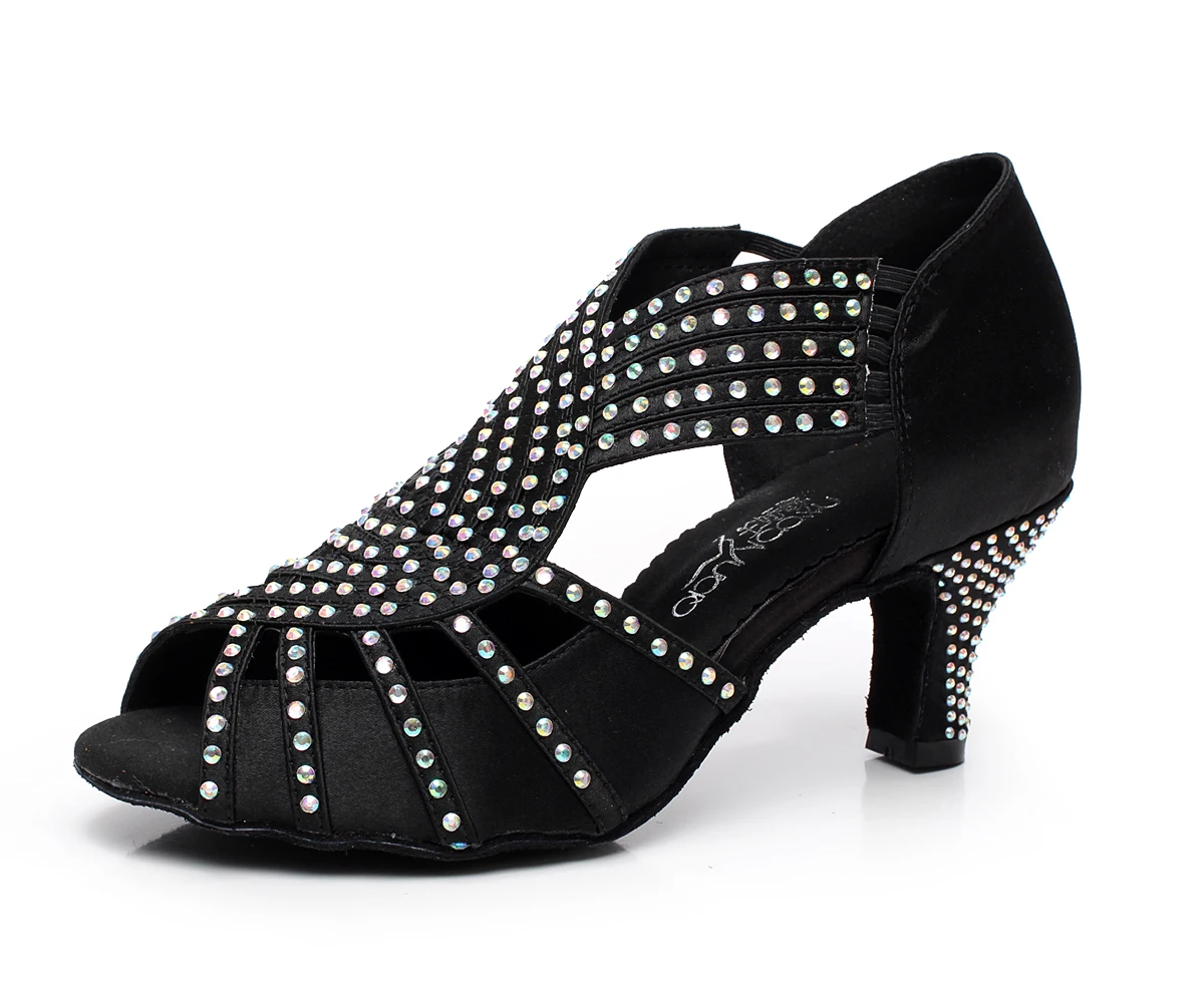 Женские танцевальные туфли Rhineston для сальсы женские пятнистые на высоком каблуке
