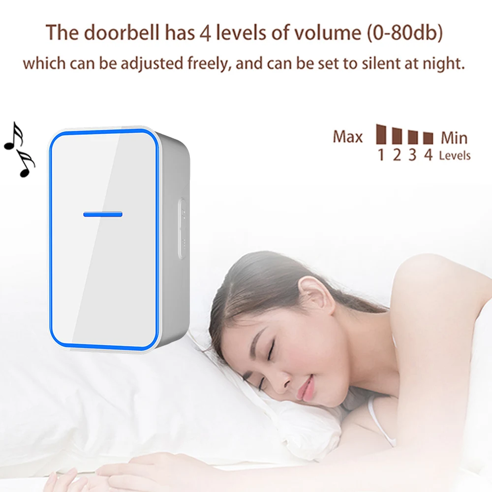 Беспроводной водонепроницаемый дверной звонок 1 кнопка 2 приемника 300 м пульт