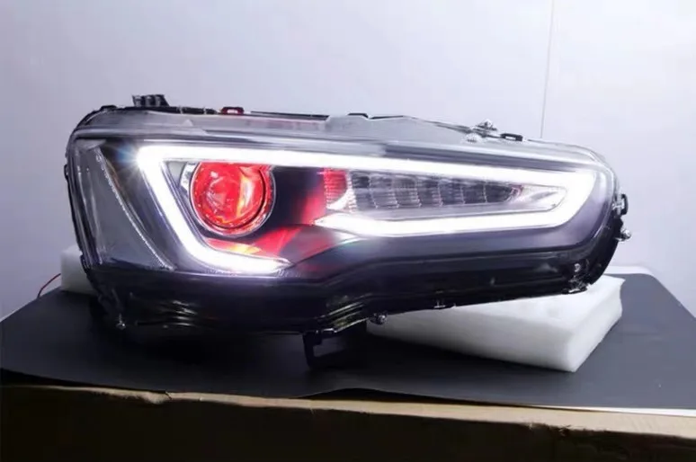 VLAND Заводские аксессуары для автомобиля светодиодный фонарь для Lancer светодиодный фонарь 2008-UP с светодиодный DRL и движущимся поворотным сигналом головная лампа в сборе - Цвет: Normal Red eyes