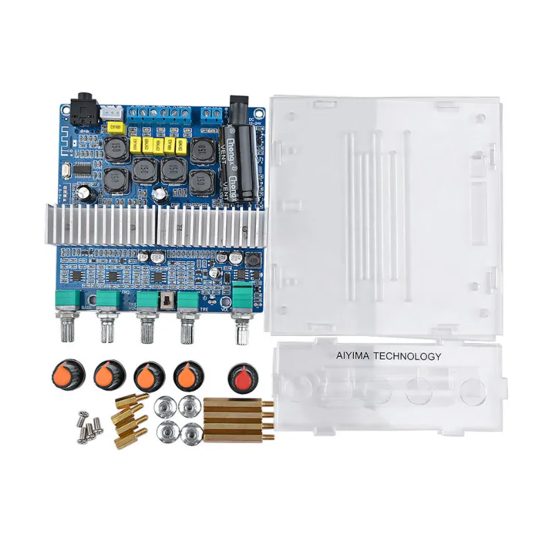 AIYIMA TPA3116 2,1 Amplificador Bluetooth усилитель аудио доска домашний кинотеатр цифровой сабвуфер усилители мощности 50Wx2+ 100 Вт Amp - Цвет: Amplifier With Case