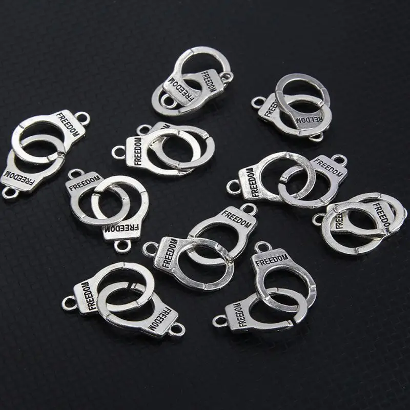 

10Pcs Handcuffs Freedom Charms Bracelet Earrings Necklace Pendant Vintage Tibetan Silver DIY Handmade Jewelry Making