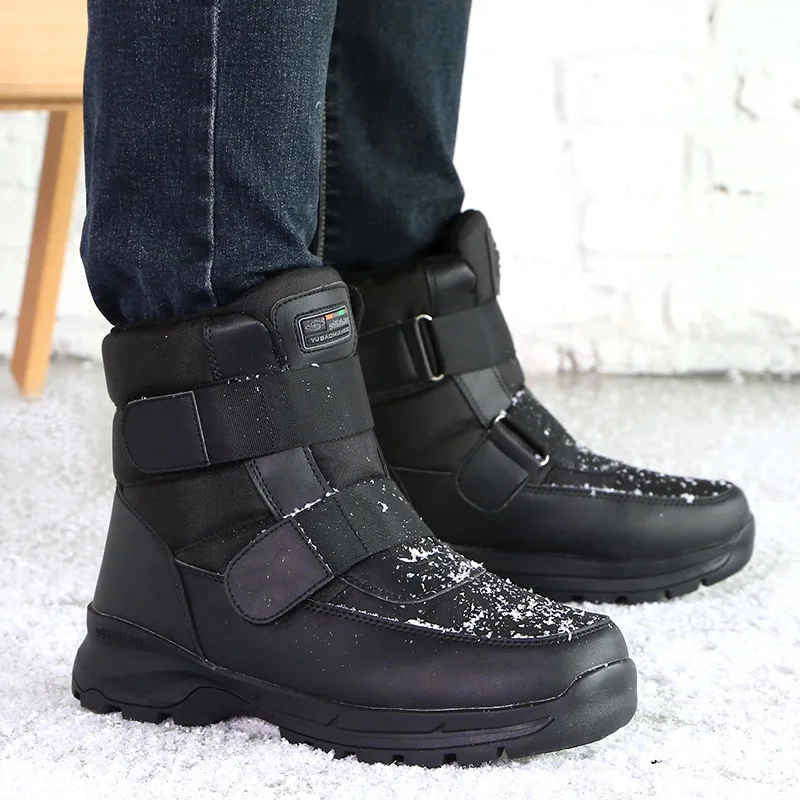 

2021 new men's snow boots plus velvet thick warmth velcro men's boots high-top non-slip wear-resistant winter shoes