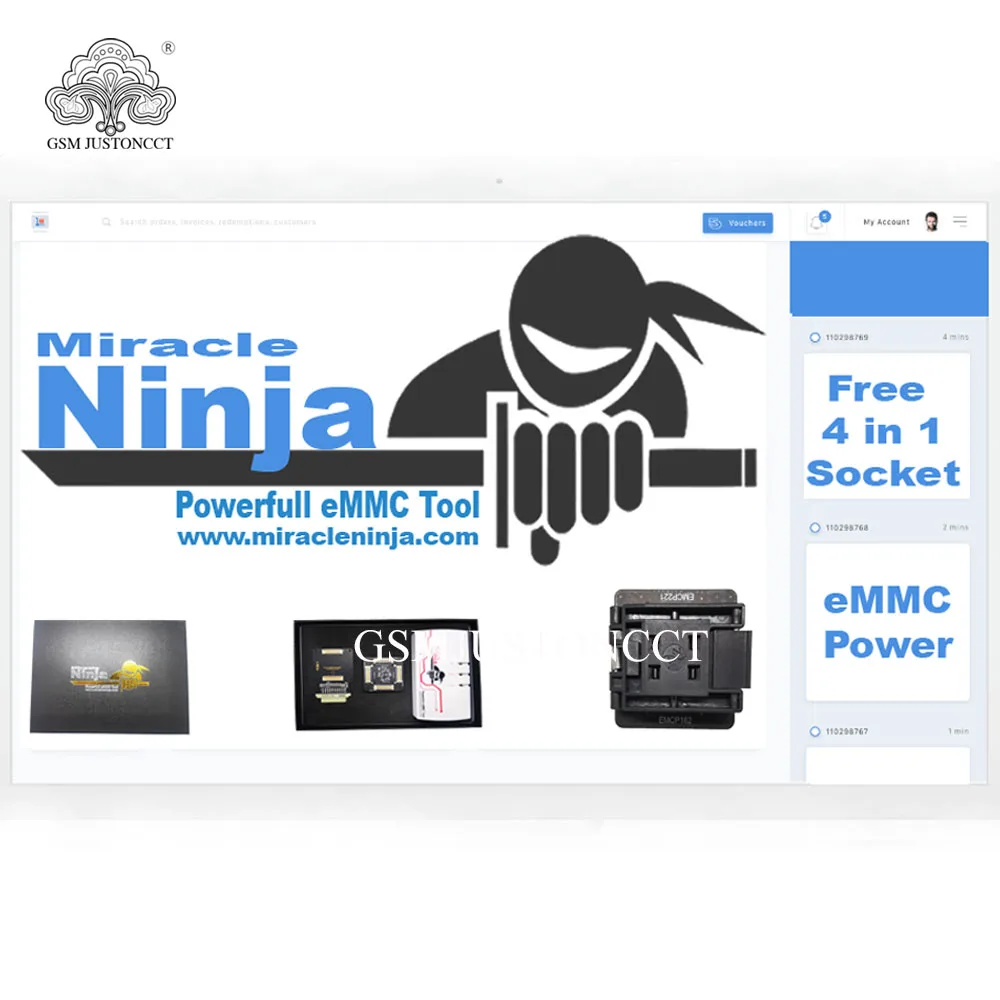 Оригинальная коробка Miracle Minja Box с 4-дюймовым адаптером emmc для bga 186162221169153254 |