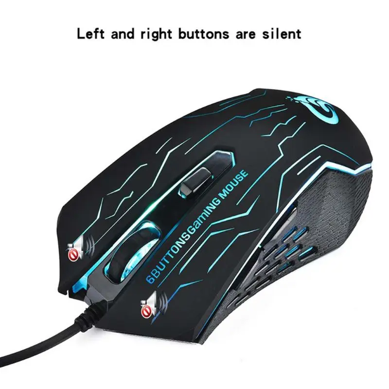 

Mute Wired Gaming Mouse 6 Buttons 2400 DPI Silent Click Optical Mice for PC Laptop Notebook Computer