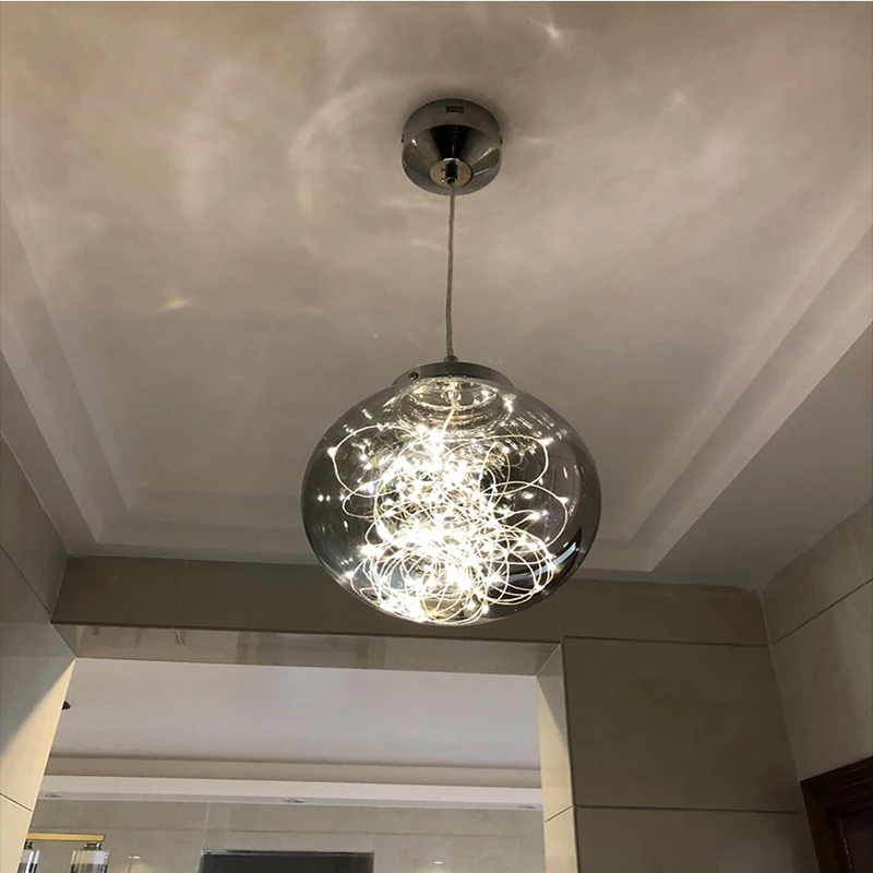 Современный Стеклянный Потолочный подвесной светильник LukLoy с кристаллическим
