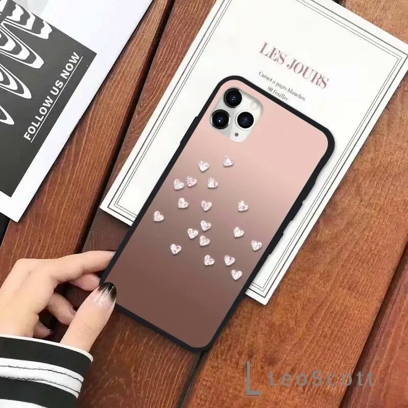 

Glitter Gold Love Rose Phone Case for iPhone 11 12 pro XS MAX 8 7 6 6S Plus X 5S SE 2020 XR Soft silicone
