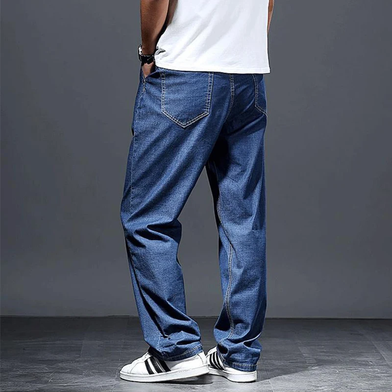Thin Jeans Men's Loose Straight Tube Plus Fat Oversized Fat Summer Ultra-Thin Wide Leg Pants Summer