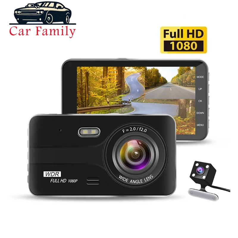 Автомобильный семейный видеорегистратор новый с двумя объективами Full HD 1080 P 4