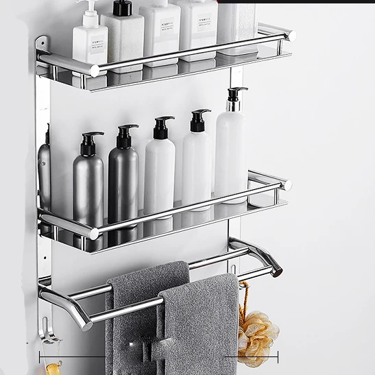 

Полка для полотенец без дырочек, настенная полка для ванной комнаты из нержавеющей стали 304, настенная полка для туалетного столика