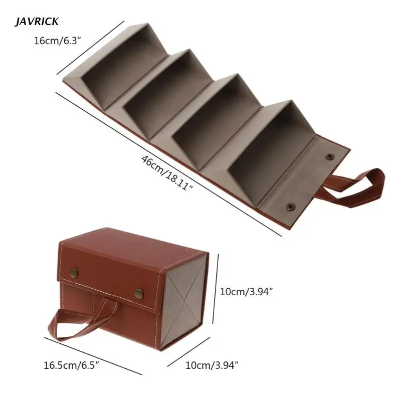 

4 Slots Foldable PU Leather Sunglasses Eyeglasses Eyewear Travel Organizer Case