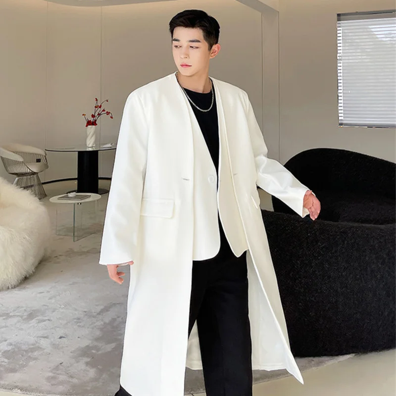 

Мужская одежда, двубортный блейзер из двух предметов, Стильный тренчкот, новинка 2021, Длинная ветровка с длинным рукавом, Осень-зима