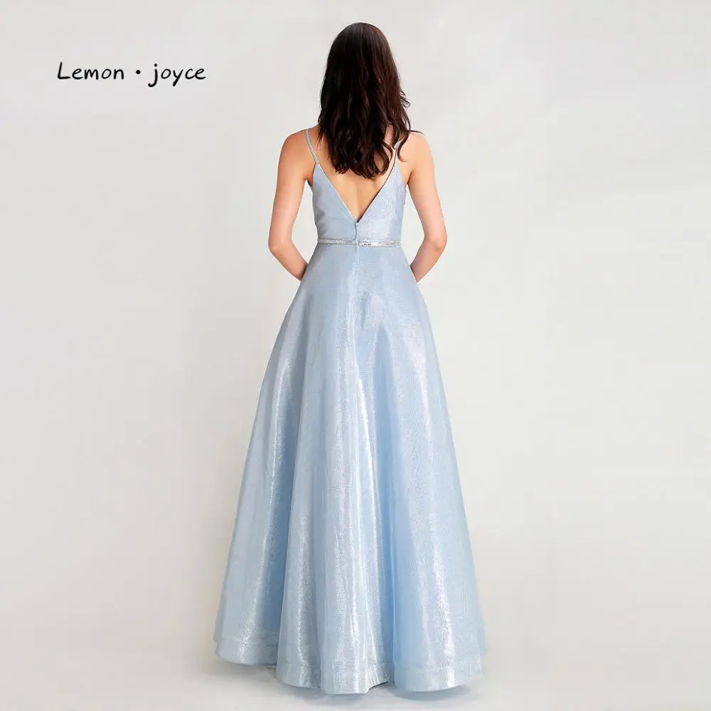 Lemon joyce Light Blue Prom Dresses 2020 Sexy V-neck Backless Simple Evening Party Gowns Plus SIze | Свадьбы и торжества