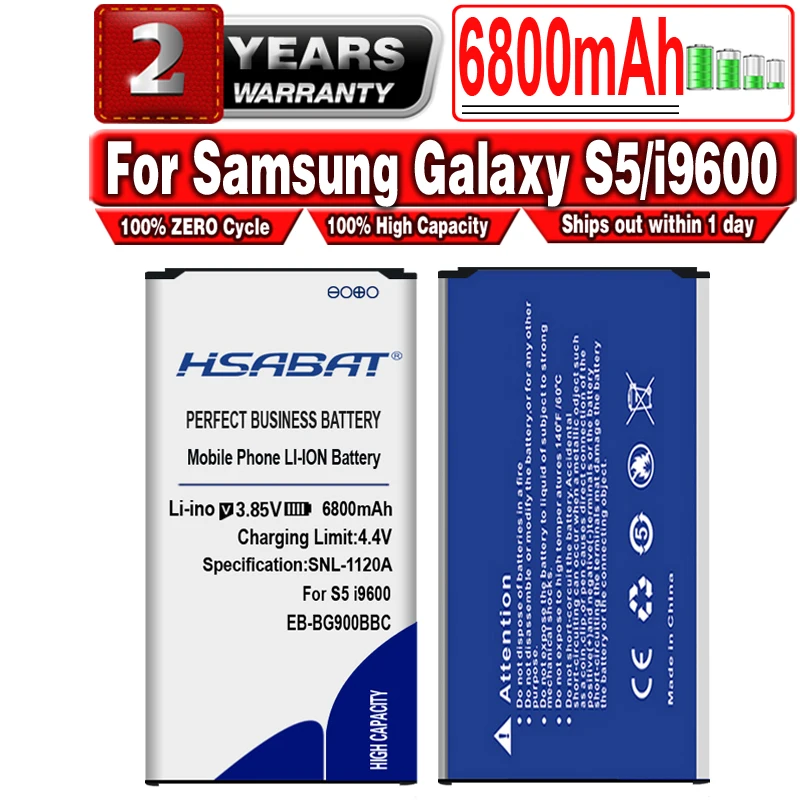 Аккумулятор для Samsung Galaxy S5 6800 мАч SV i9600 i9602 i9605 G900F G900T G9008V G9009D G9009W G9006W G900|battery for|batteries