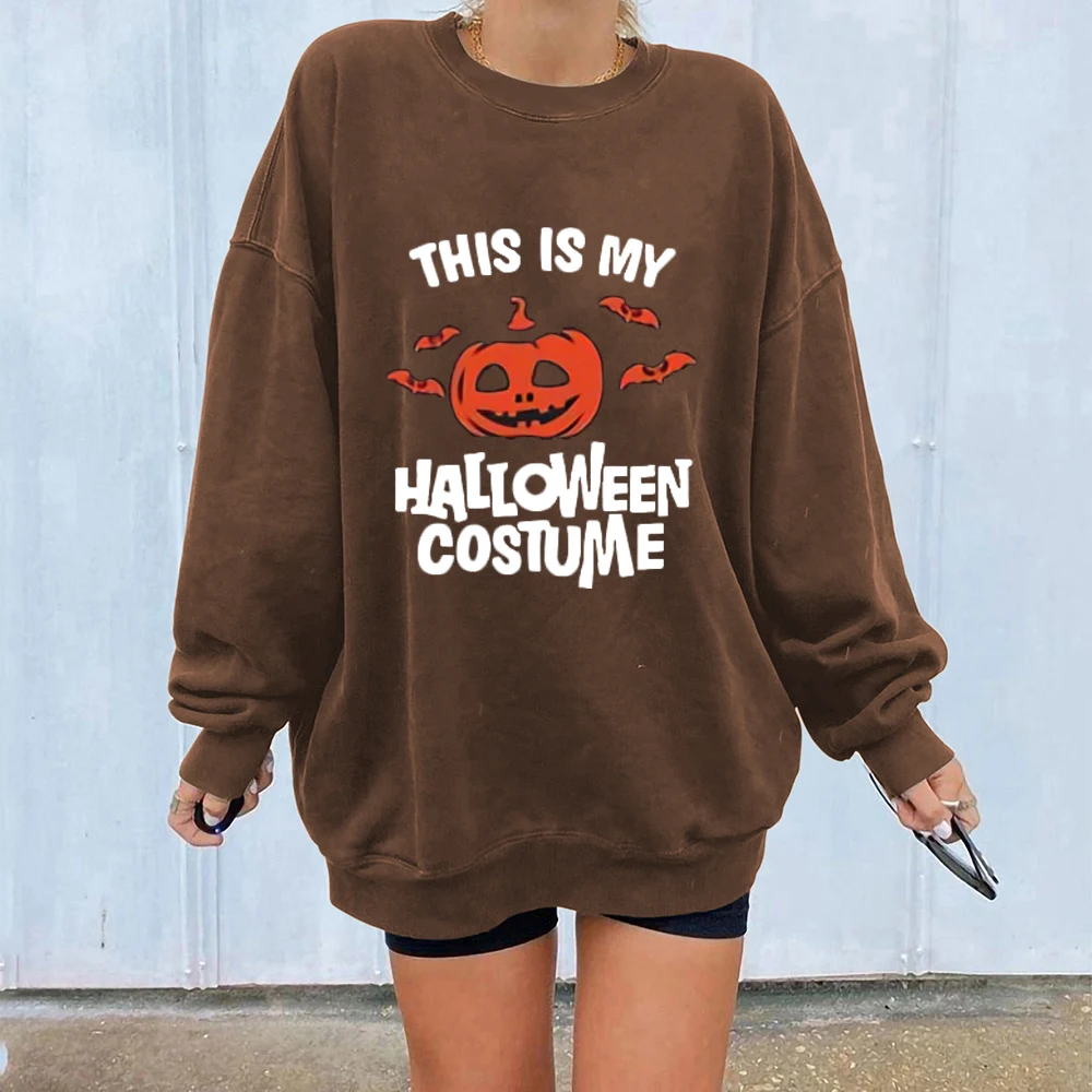

Cool Halloween Costume Long Sleeves New Halloween Pumpkin Printed Sweatshirt Women Hoodies Spring Fall Sweatshirt Streetwear