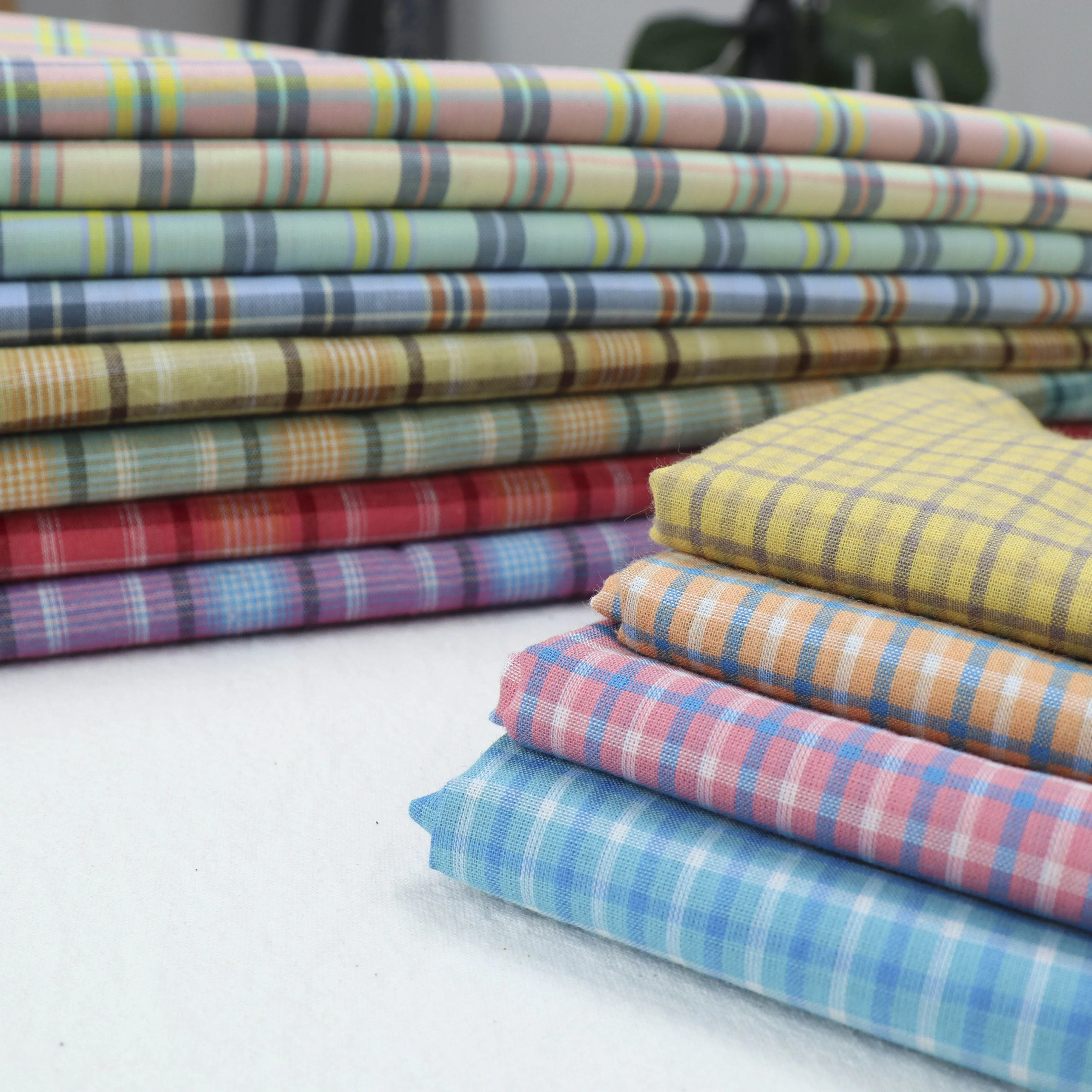 

145x50cm Soft Plaid Cotton Fabric Making Shirt Dress New Yarn-Dyed Men's and Women's Clothing Cloth