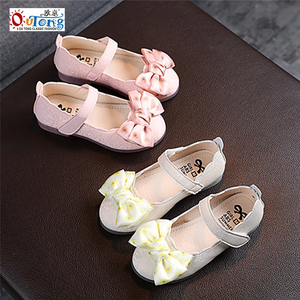 

Outong New Children Girls Leather Shoes Satin Bow Baby Student Flats Princess Soft Sole Cute Kids Birthday Party Baby Shoes