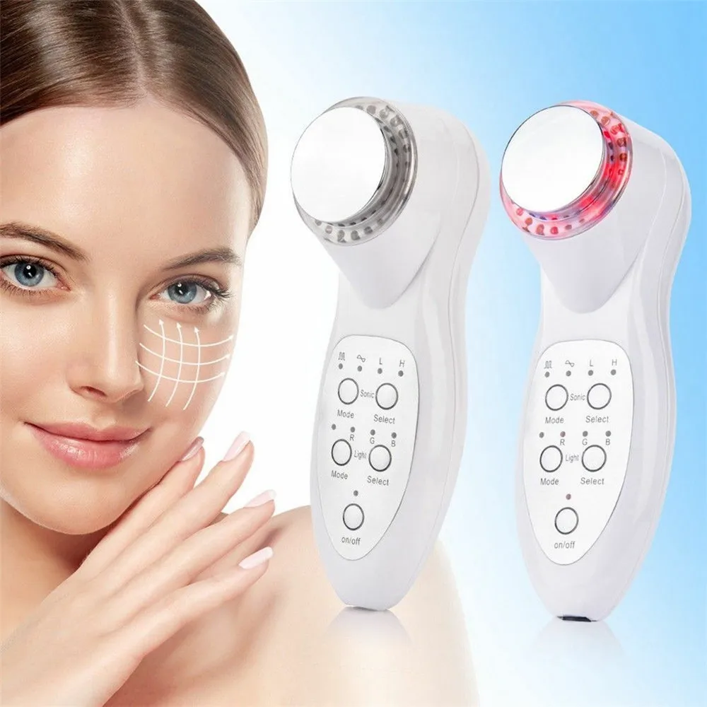 

3mhz 7 Colors Led Photon Ultrasonic Tighten Face Lift Skin Cleaner Wrinkle Remover Anti Aging Ultrasound Facial Beauty Massager