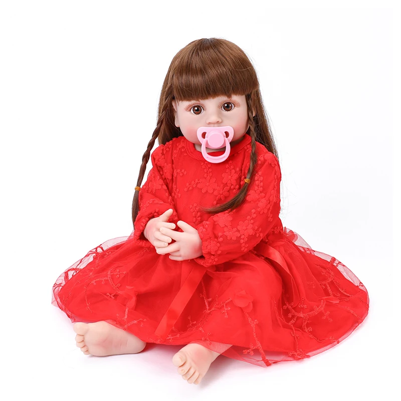 

55CM Lovely Red Christmas Reborn Baby Doll Lifelike Real Touch Dolls New Bron Baby Dress Toys Doll Surprise Christmas Gift