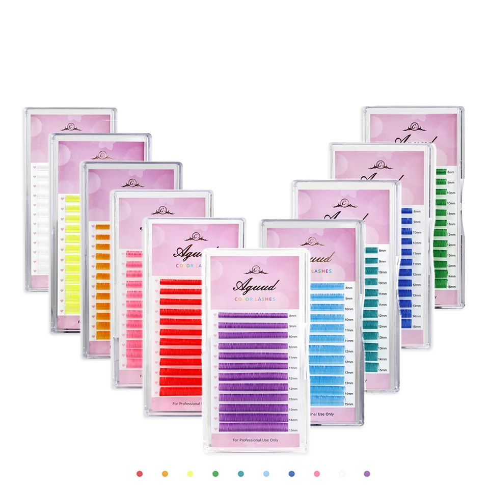 Colour Eyelash False Mink Individual Eyelashes Extension Purple Blue Green Red White Pink Brown Flu Russian Volume Eyelashes
