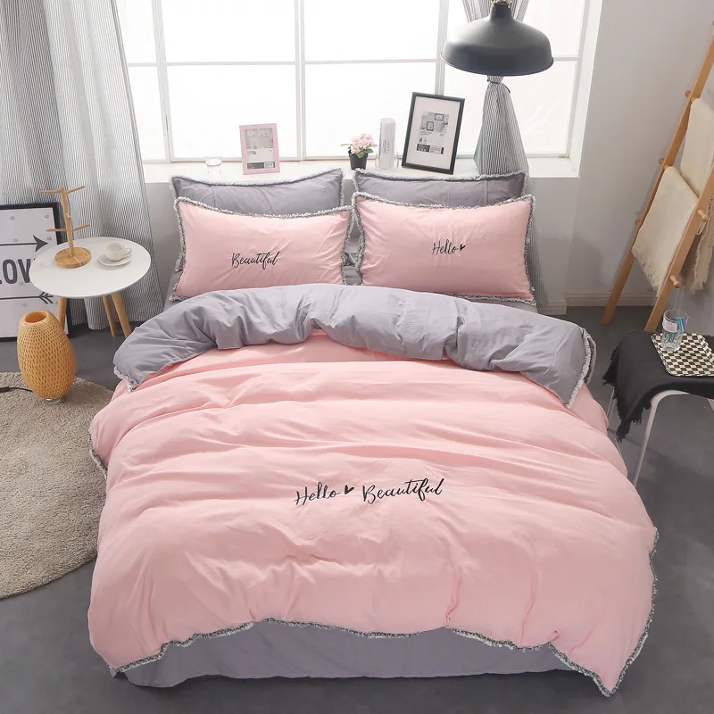 DIFUNINA простой сплошной цвет мыть хлопок постельные принадлежности наборы