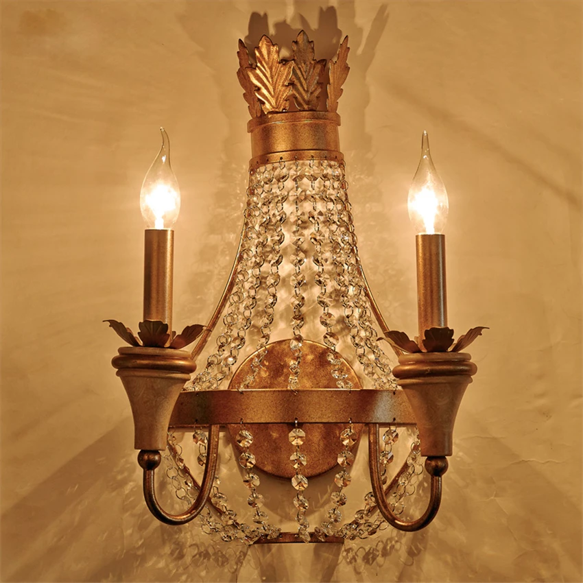 Американский Хрустальный подсвечник Настенные светильники для спальни
