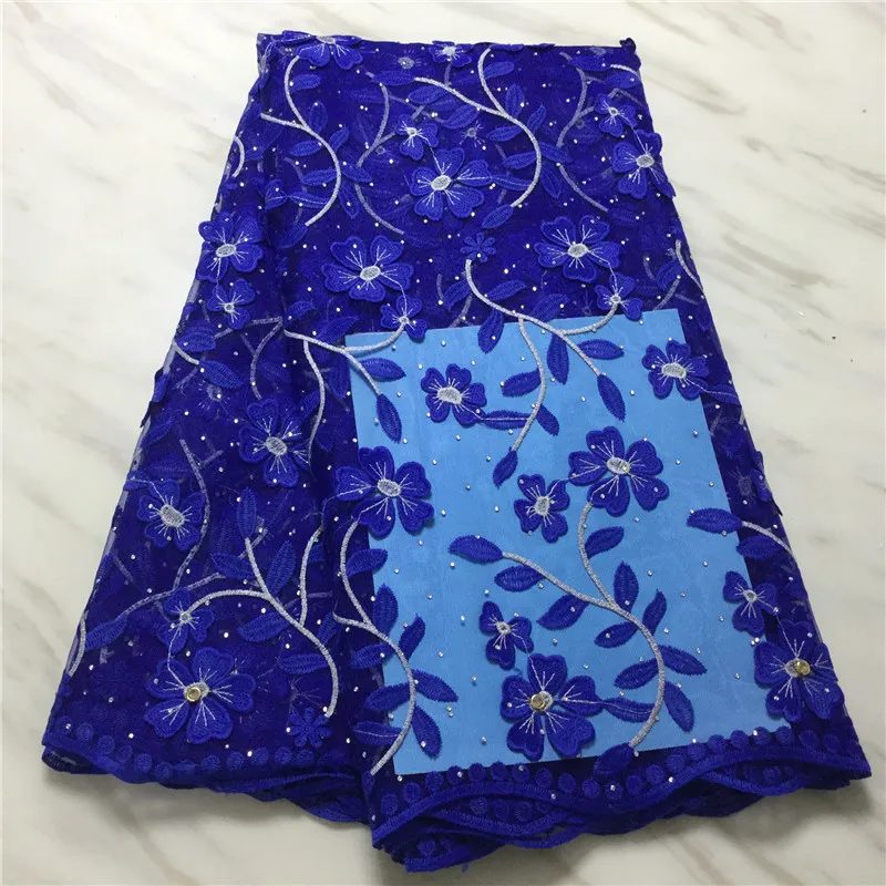 Цветочная африканская кружевная ткань с камнями для свадебного платья 5 ярдов |