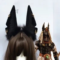 new handmade work original beast anubis wolf cat dog ears black hairband hairhoop headwear for cosplay costume accessories
