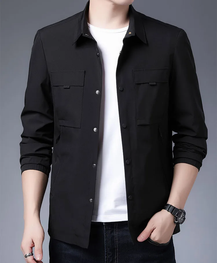 

iSurvivor 2021 New Jacket Men's Spring And Autumn Thin Middle-Aged Buttoned Jacket Father Spring Casual Fashion Jacket
