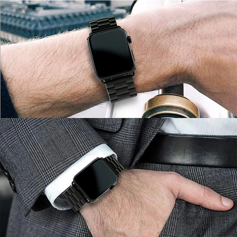 

High Quality Ultra Thin Metal Band for iWatch Series SE 6 5 4 3 2 1 Luxury Stainless Steel Replace Strap for Apple Watch 44mm