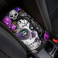 instantarts day of the dead sugar skull prints fit most vehicle car center console cover comfortable car armrest cover anti slip