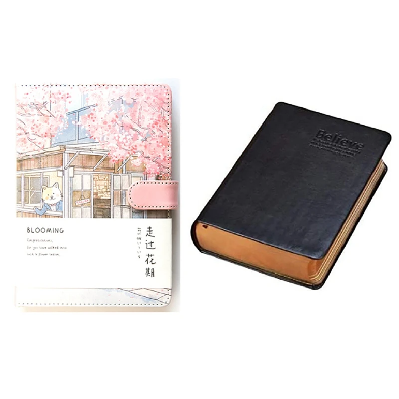 

2 Pcs Notebook: 1 Pcs Creative Agenda Romance Cherry Blossom Notebook & 1 Pcs Retro Nostalgic Diary 360 Page Notebook