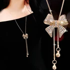 Оптовая продажа, новое модное винтажное ювелирное ожерелье, длинное ожерелье с бантом для женщин, украшения, подвески, колье, ювелирные изделия 2021