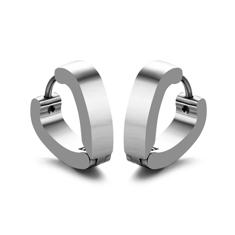 1 Pair Punk Men/Women Small Ear Circle Earrings Stainless Steel Piercing Ear Buckles Heart Round Hoop Earring Gothic Jewelry - Окраска металла: Style 6