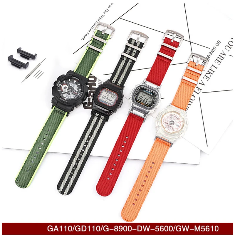 Durable Nylon Watchbands For Casio G-Shock GA-110/100/120/150/200/300/400 GD-100/110/120 Anti-fall Watch Band Replacement Strap | Наручные