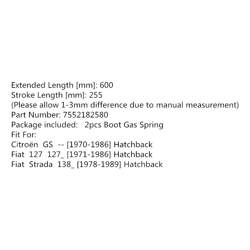 BOXI 2Qty Boot Shock поддерживающая пружина для Citroen Fiat 1970-1989 хэтчбек газовые пружины