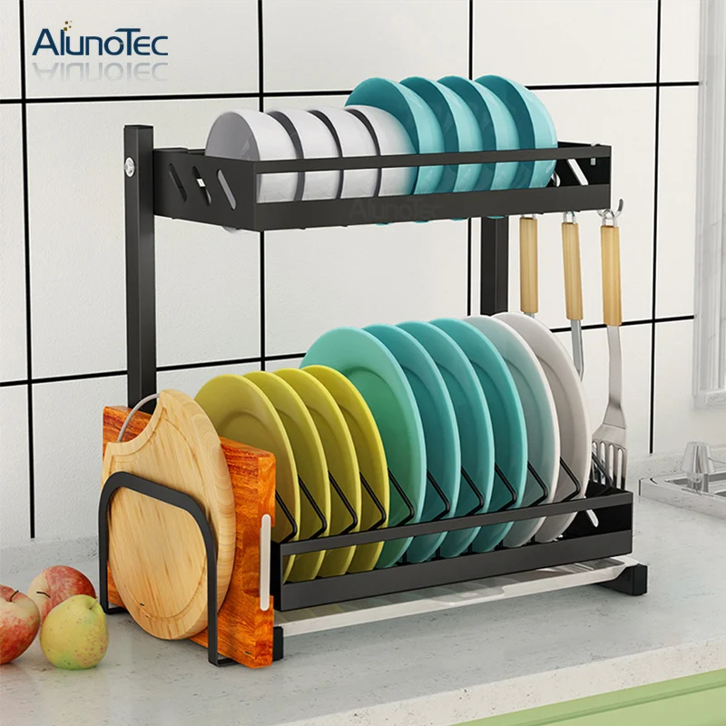 Металлический держатель для хранения посуды подставка 2 уровня Полка сушки