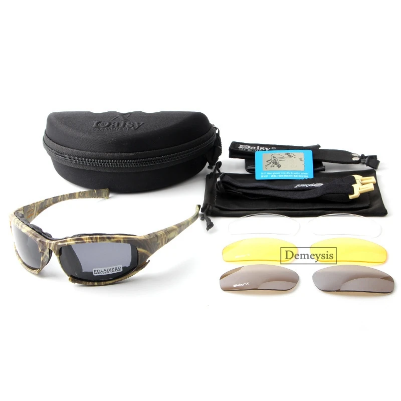 Очки солнцезащитные мужские в стиле милитари набор с 4 линзами тактические для