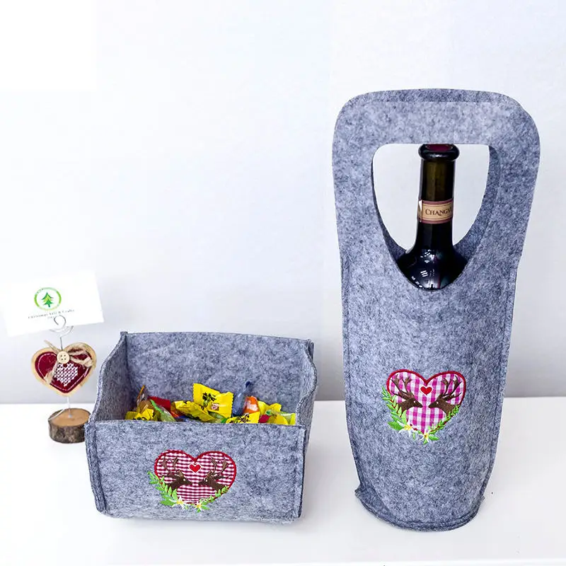 2 шт. Рождественская войлочная крышка бутылки вина мешок конфеты снек яблоко