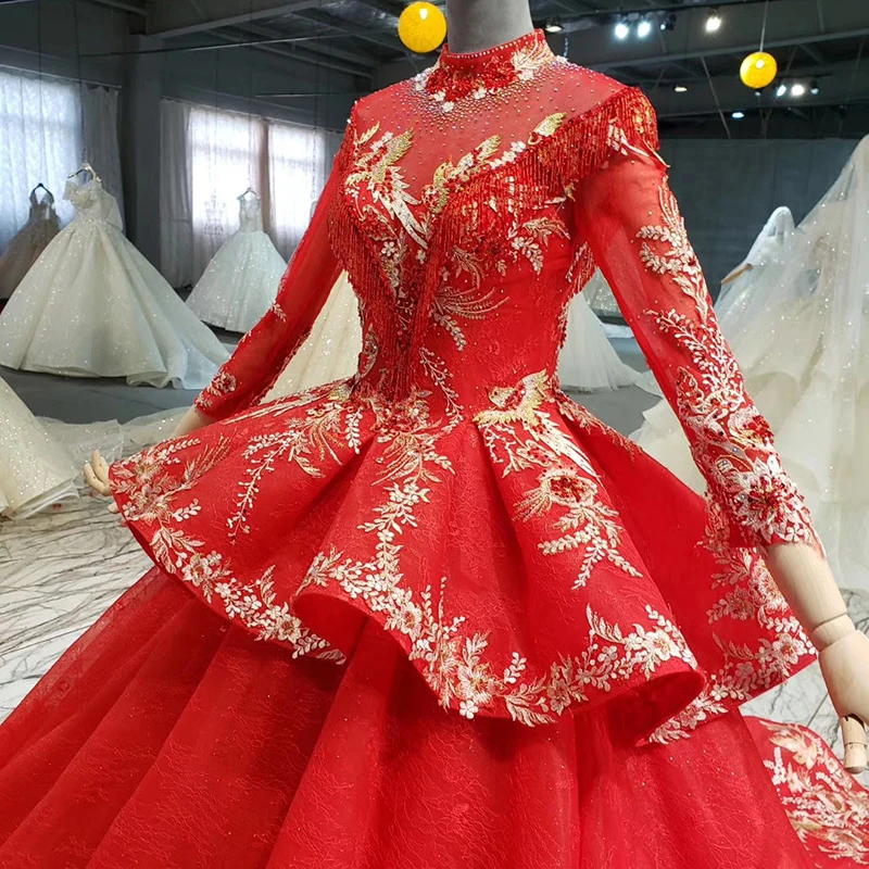 HTL1033 2020 Новое мусульманское бальное платье с длинными рукавами кружевное