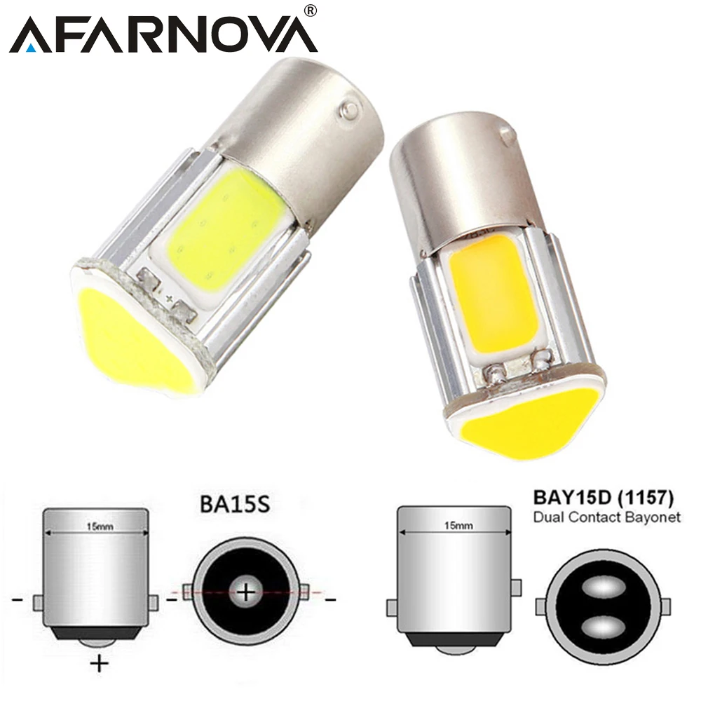 P21W Ba15S 1156 LED 4 COB Car Turn Signal Lights DRL Bay15D 1157 Tail Brake Reversing Bulb High Bright DC 12V White Yellow Lamps |