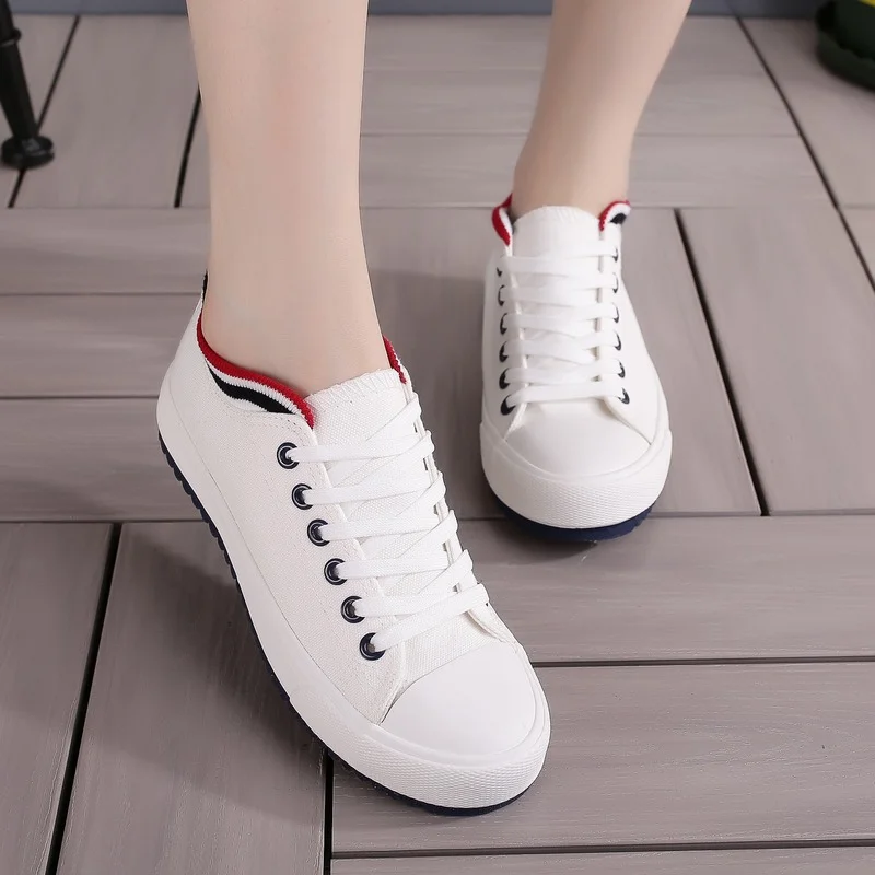 

Spring/Autumn 2021 New Shoes for Women Fashion Sneakers Low Cut Canvas Platform Shoes Lace-up Zapatos De Mujer Sneakers Women