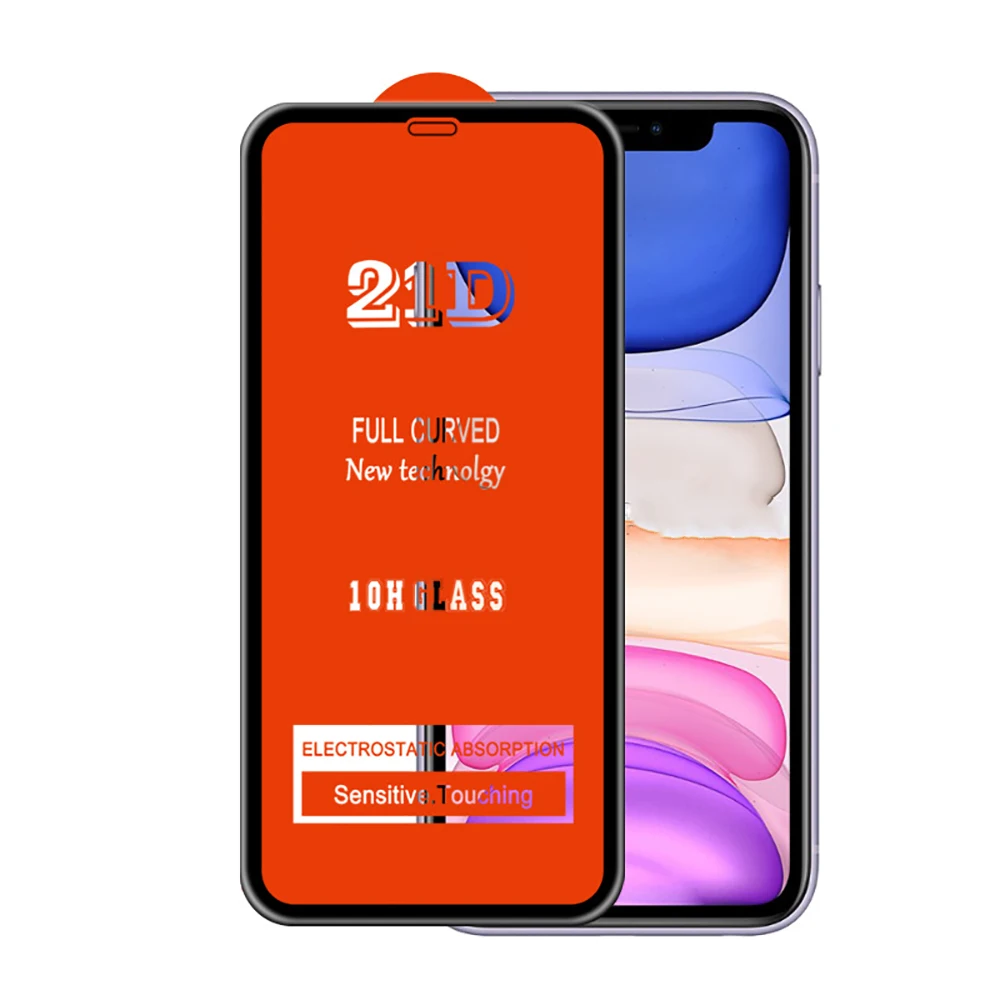 100 шт./лот оптовая продажа 21D стекло для iPhone 12 Mini 11 Pro Max XS XR X 8 7 6 Plus полное покрытие