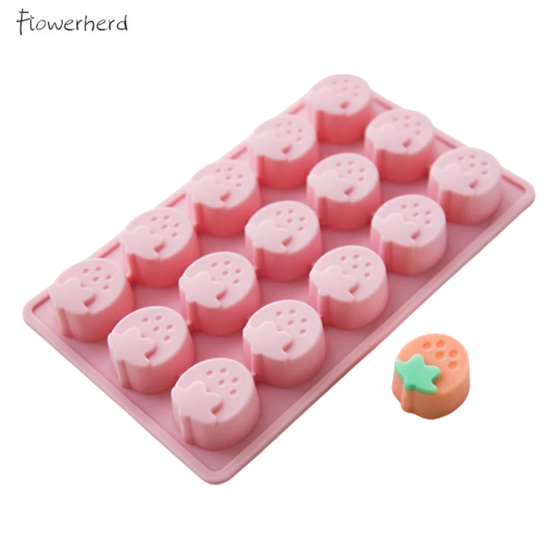 

15-hole Cartoon Strawberry Mold Fondant Silicone Mold Resin Mold Soap Mold Baking Accessories Cake Decorating Chocolate Mold
