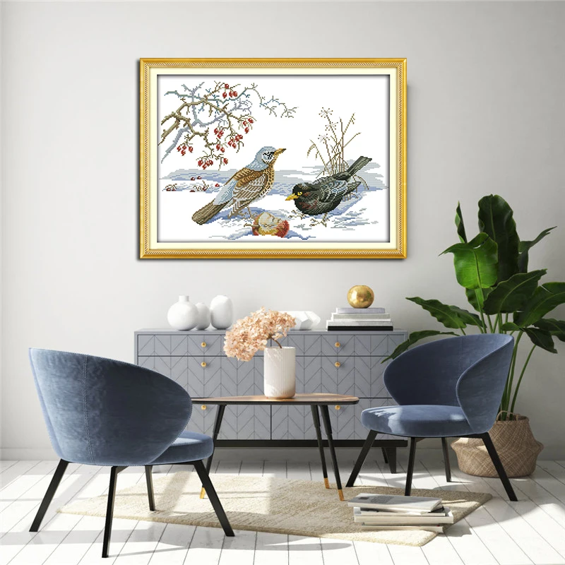 Набор для вышивки Птицы в снегу 11 и 14 карат|Упаковка| |