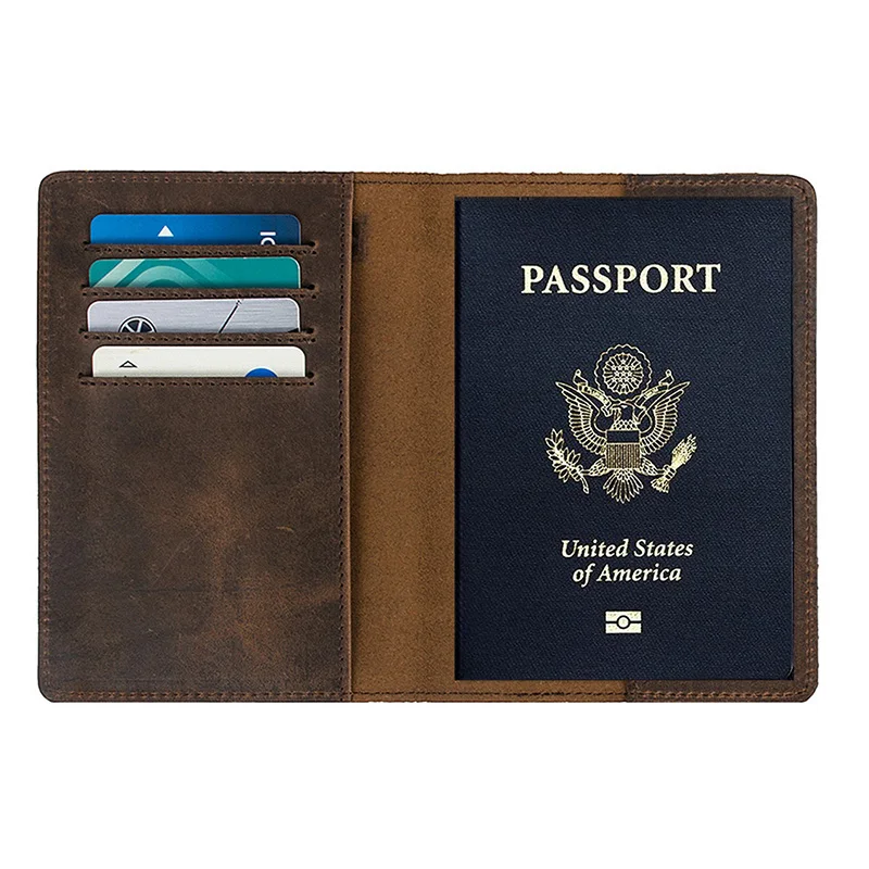 Американский RFID блокирующий чехол из натуральной кожи для паспорта, дорожный кошелек, 59550 натуральная кожа Crazy Horse для мужчин