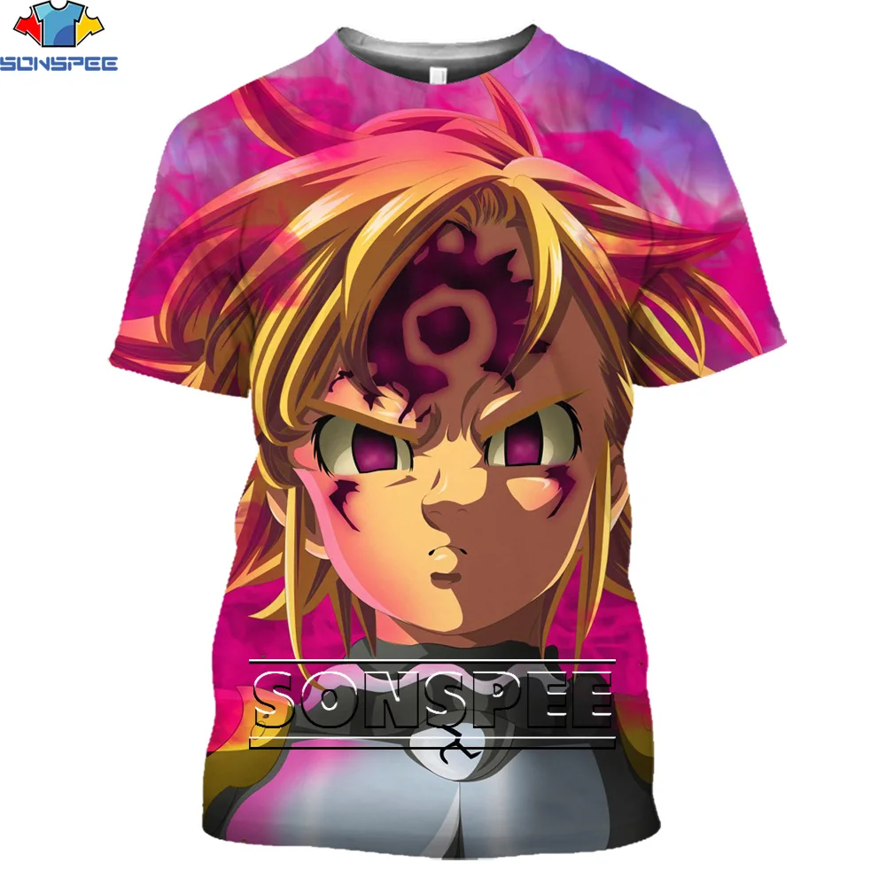 

SONSPEE Anime 3D Printing Cartoon Seven Deadly Sins T-shirt Harajuku Casual Short-sleeved Summer Plus Size Loose Men And Women T