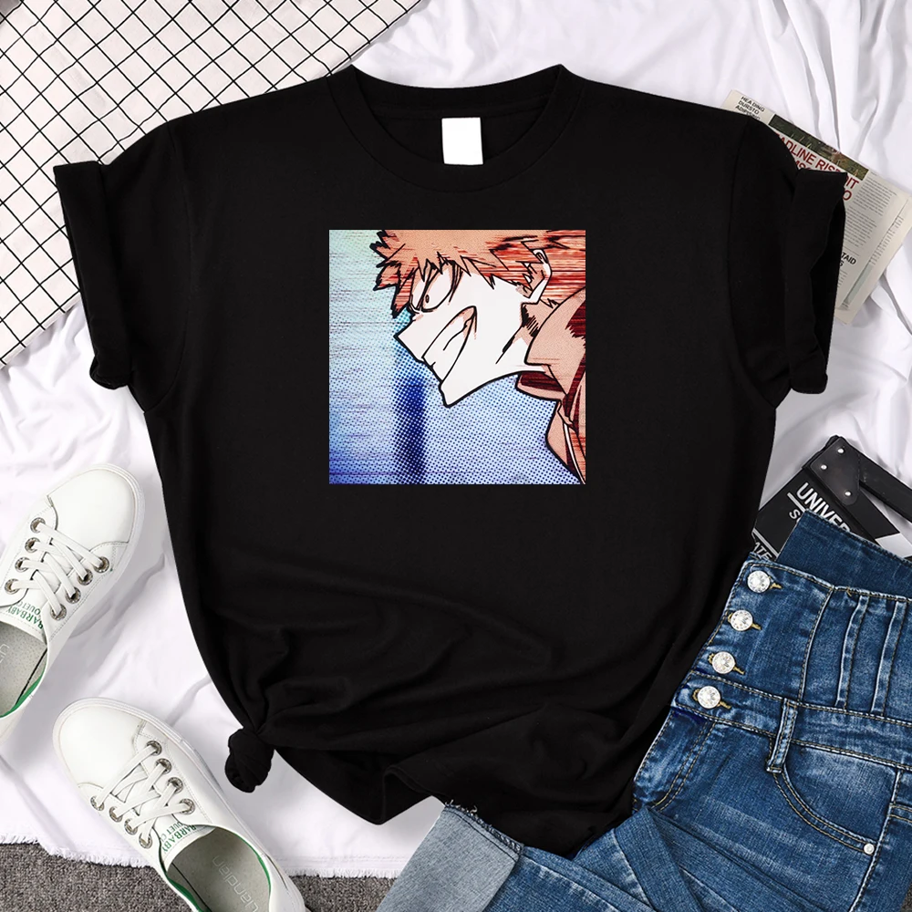 

T Shirts Womens Anime My Hero Academia Bakugou Katsuki Print Tops Women Casual O-Neck Tshirt Lady Oversize Harajukua Street Tees
